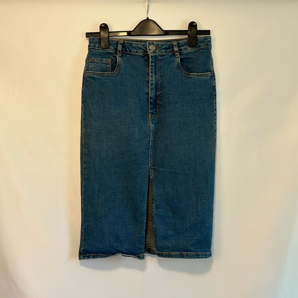 Zara midi denim skirt